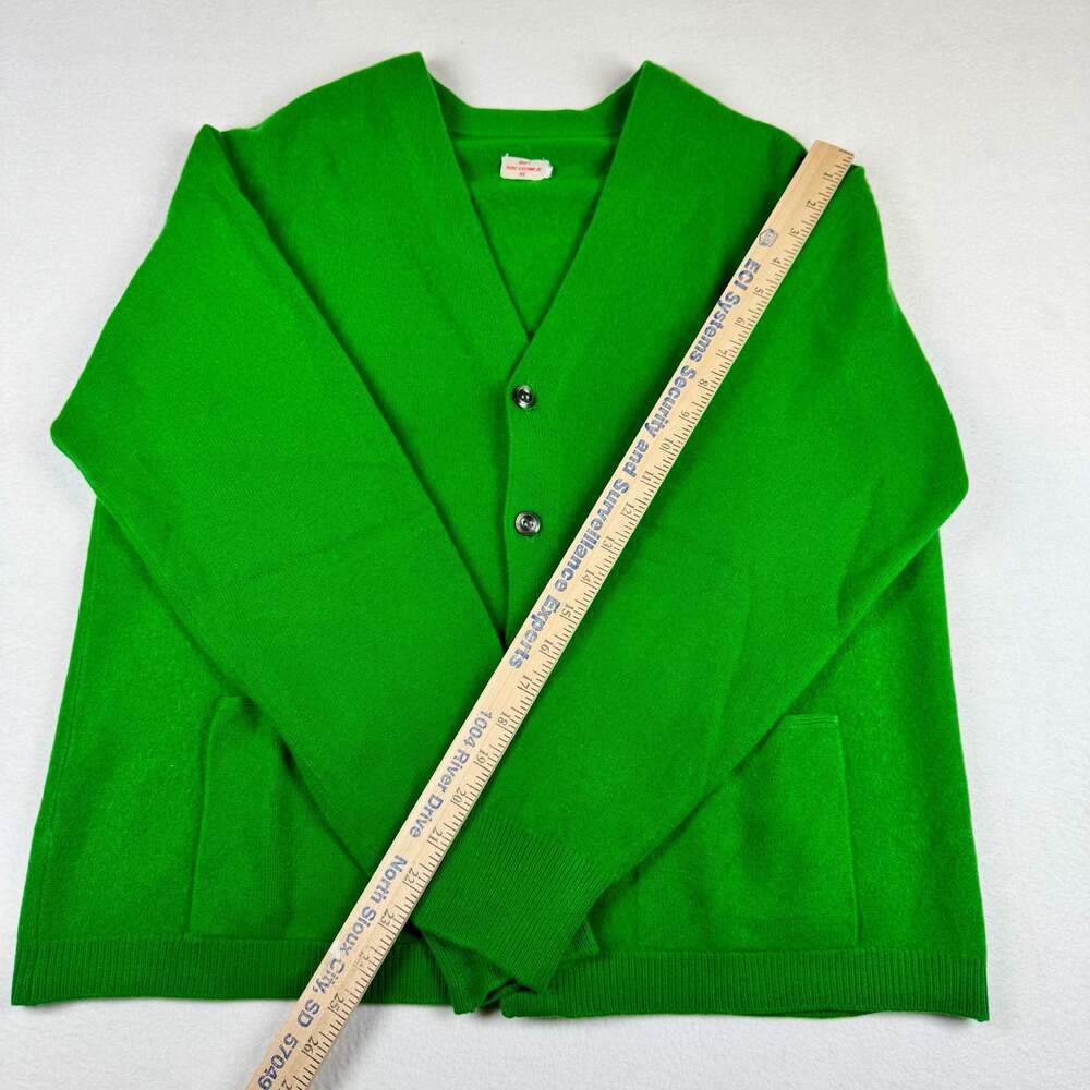 Vintage 100% Pure Cashmere Green Cardigan Sweater Size 46 - Picture 3 of 12